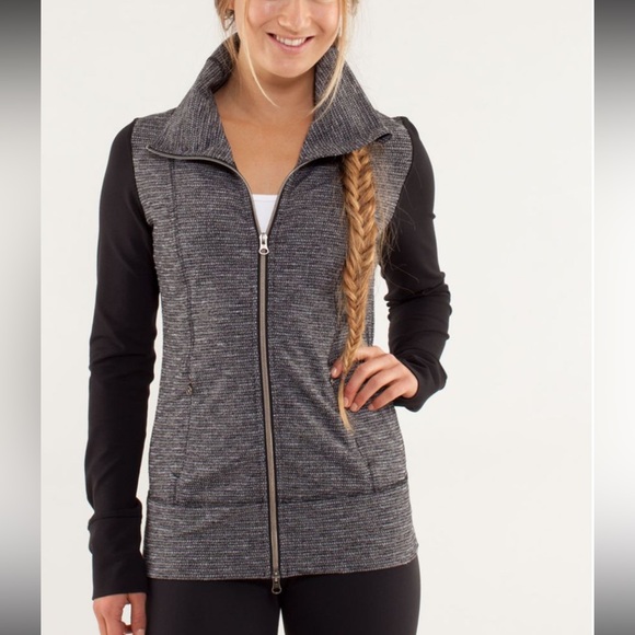 Lululemon Daily Yoga Jacket coco pique black size 8 - Picture 1 of 7